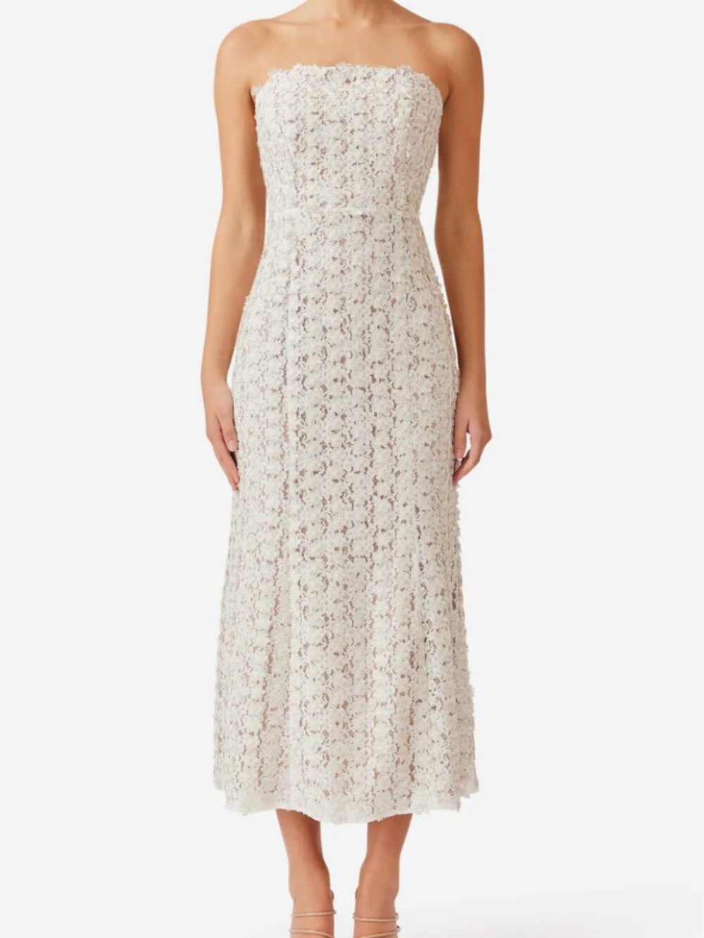 Elliatt Cali Strapless Lace Midi Dress Size Medium NWT